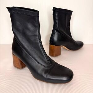 Creatures of Comfort Leather Boots Size EU 38 Block Heel Square Toe Minimal Chic
